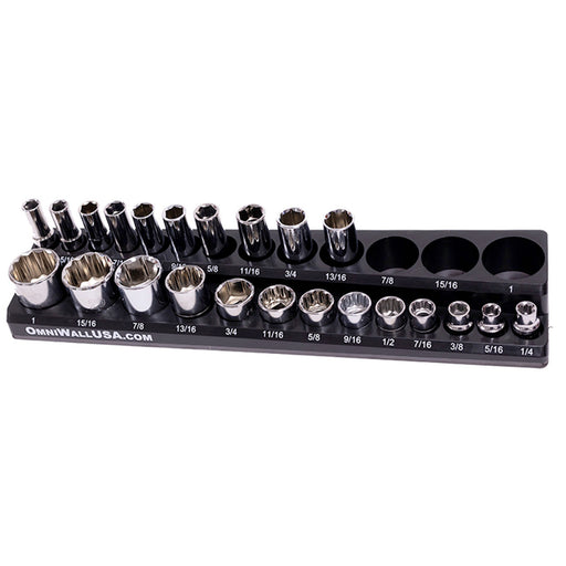 OmniWall Black Magnetic SAE 3/8" Drive Socket Organizer | CA390001BK