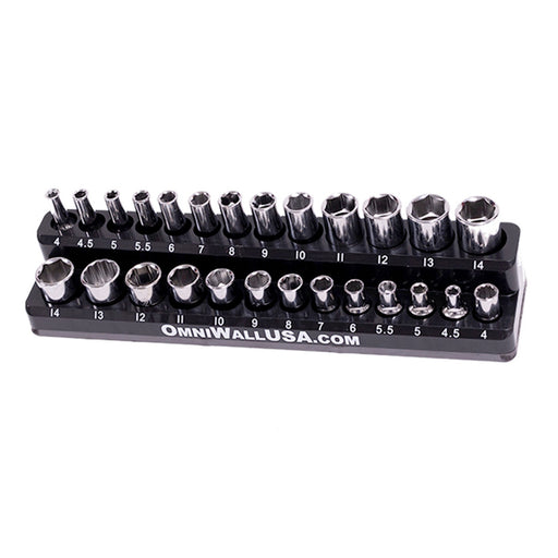 OmniWall Black Magnetic Metric 1/4" Drive Socket Organizer | CA390049-1BK