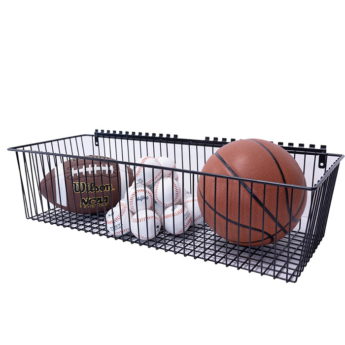 OmniWall Extra-Large Wire Basket 32" X 8" X 12" | CGS-003-25-04-BLK | Pegboard Basket