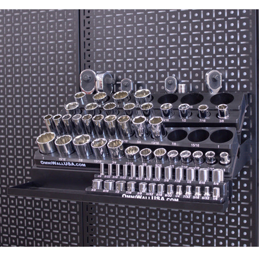 Black OmniWall Socket Ratchet & Extension Shelf Kit | CGS-KIT-KIT-SS-BLK