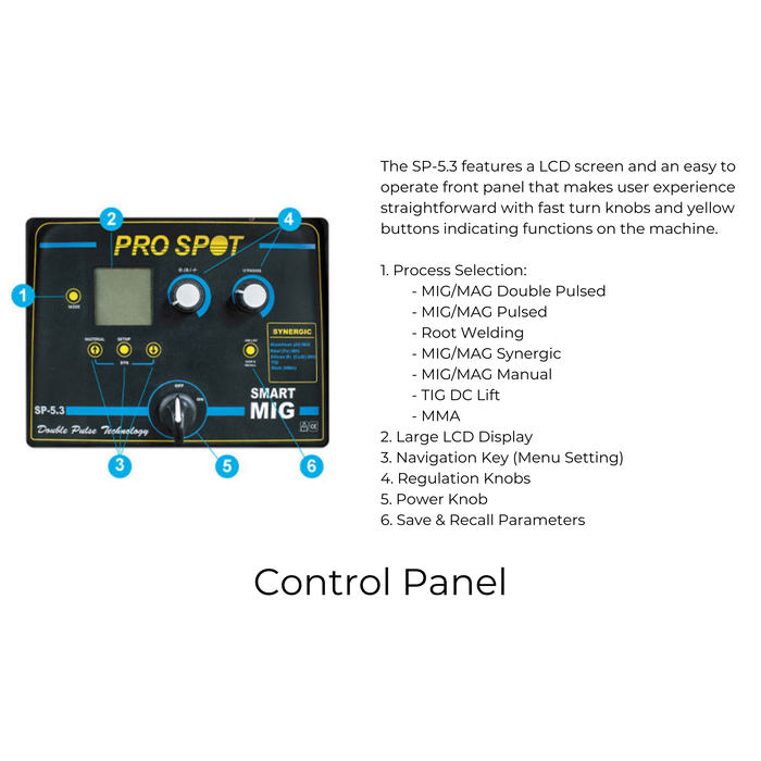 SP-5.3 | 3 Phase Smart Double Pulse MIG Welder Control Panel