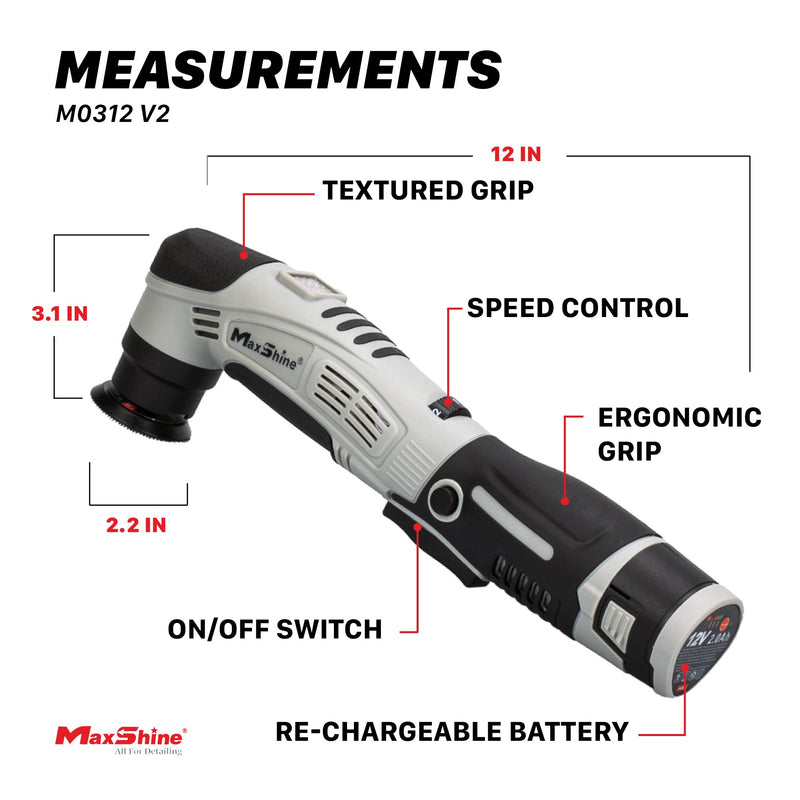 MaxShine Mini Cordless Dual Action Polisher M0312 V2 Features