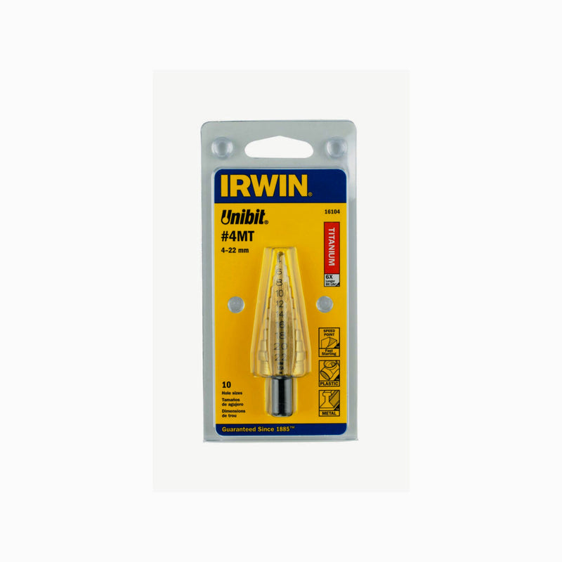 Irwin Unibit Metric Step Drill Bit TiN Coated 4–22 mm | 16104