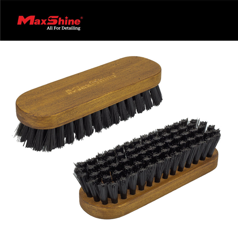Maxshine Compact Leather Cleaning Brush | 5-Inch Wood Handle