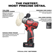 Milwaukee M12 Variable Speed Polisher Sander Kit Features