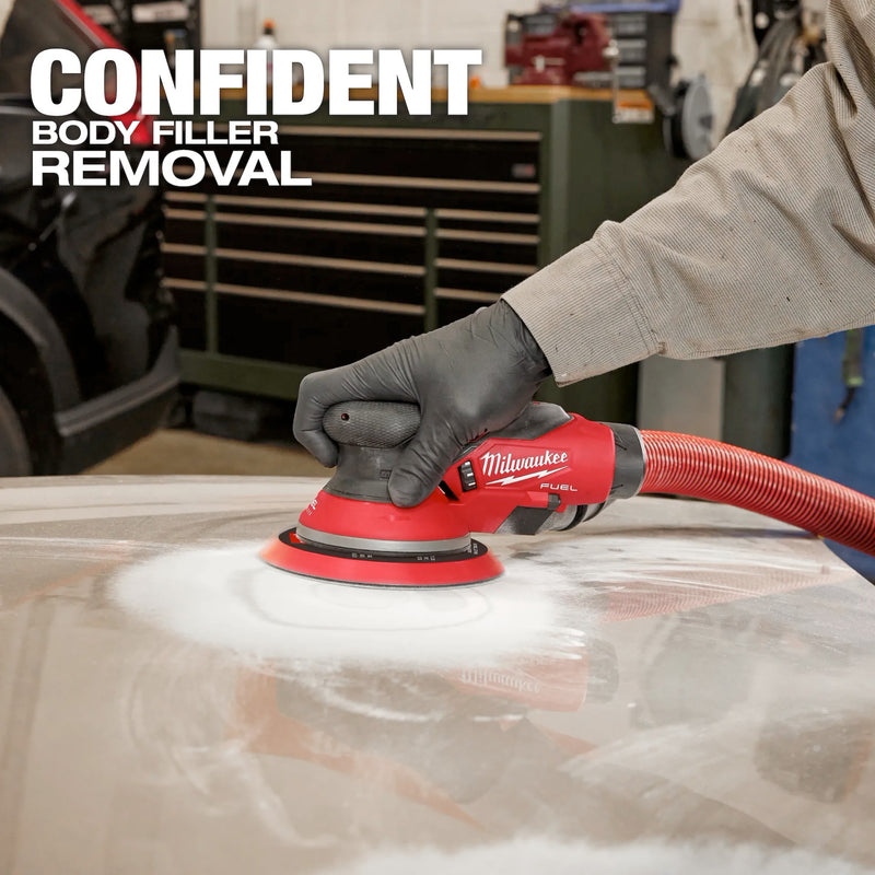Milwaukee M12 FUEL 6" Random Orbital Sander Kit 3/16" in Action