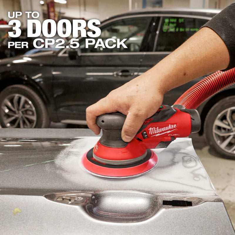 Milwaukee M12 FUEL 6" Random Orbital Sander Kit 3/16" in Action
