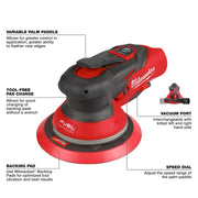 Milwaukee M12 FUEL 6" Random Orbital Sander Kit 3/16" Features
