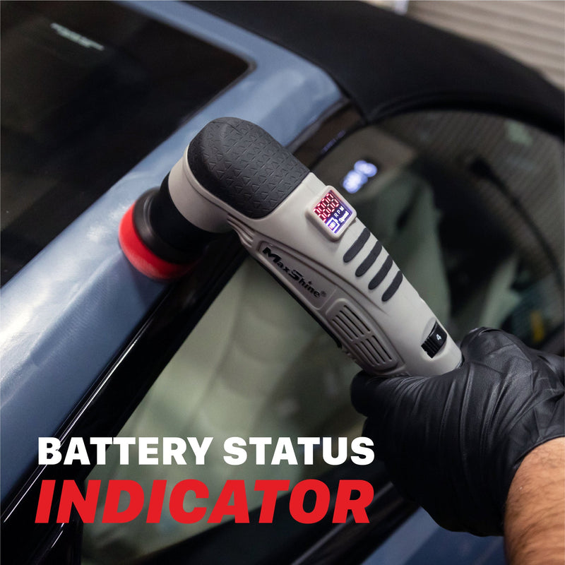 MaxShine Mini Cordless Dual Action Polisher M0312 V2 with Battery Status Indicator