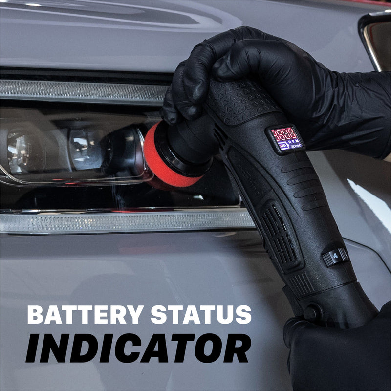 MaxShine Black Mini Cordless Dual Action Polisher M0312 V2 with Battery Status Indicator