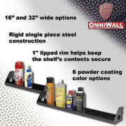 OmniWall Impact Shelves in Various Colours | Pegboard Shelves