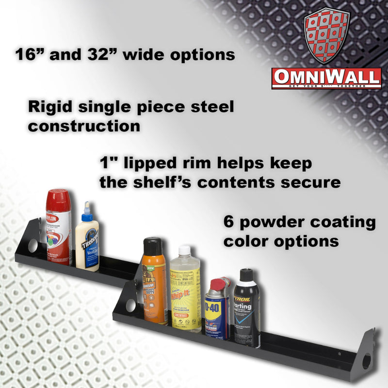 OmniWall Impact Shelves in Various Colours | Pegboard Shelves