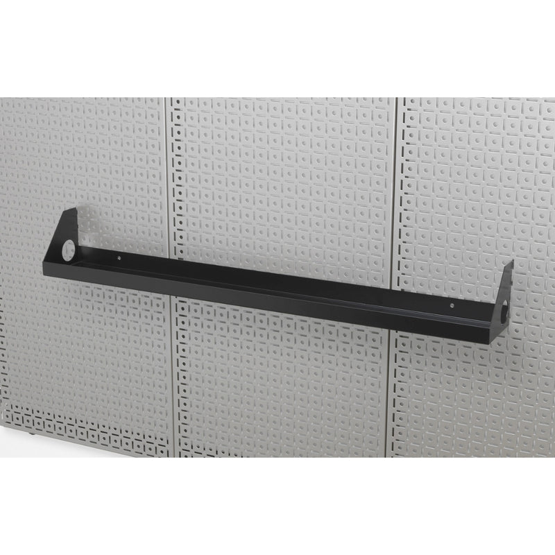 OmniWall Black Impact Shelf, 4"x32" on Silver Pegboards