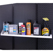 OmniWall White Impact Shelf, 4"x32" on Black Pegboards