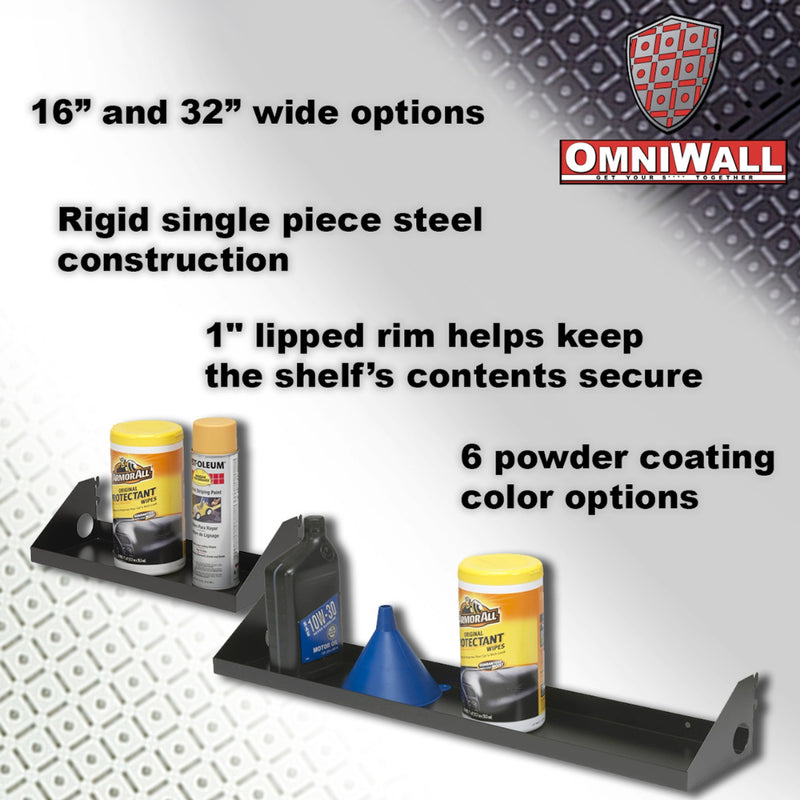 OmniWall Impact Shelves in Various Colours | Pegboard Shelves