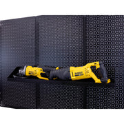 OmniWall Black Impact Shelf, 6"x32" on a Black Pegboard