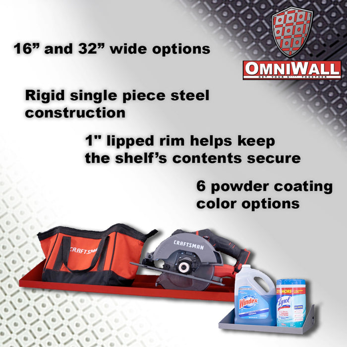 OmniWall Impact Shelves in Various Colours | Pegboard Shelves