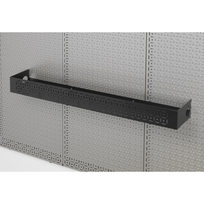 5" x 3" x 32" Black All-Purpose Shelf on Silver Pegboard