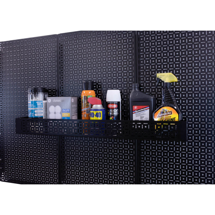 5" x 3" x 32" Black All-Purpose Shelf on Black Pegboard