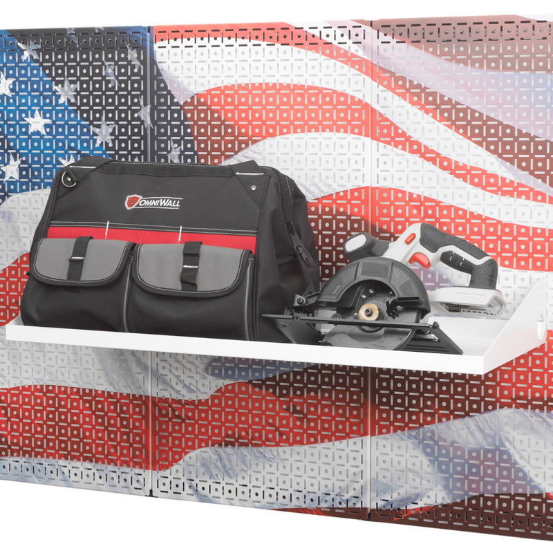 OmniWall White Impact Shelf 12"x32" | CGS-003-05-34-WHT | Pegboard Shelves