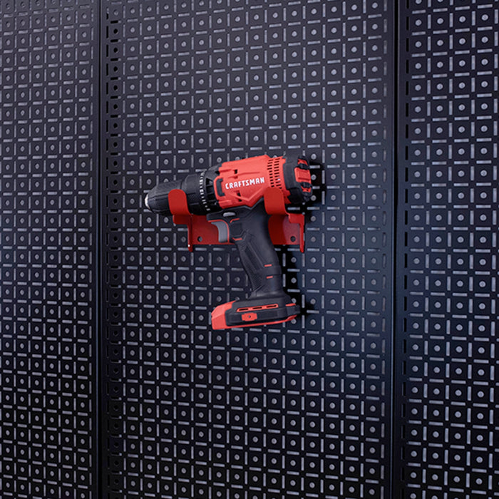 OmniWall Red Extra-Large Universal Tool Cradle on Black Pegboard