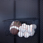 OmniWall Large Black Wire Basket on a Black Pegboard