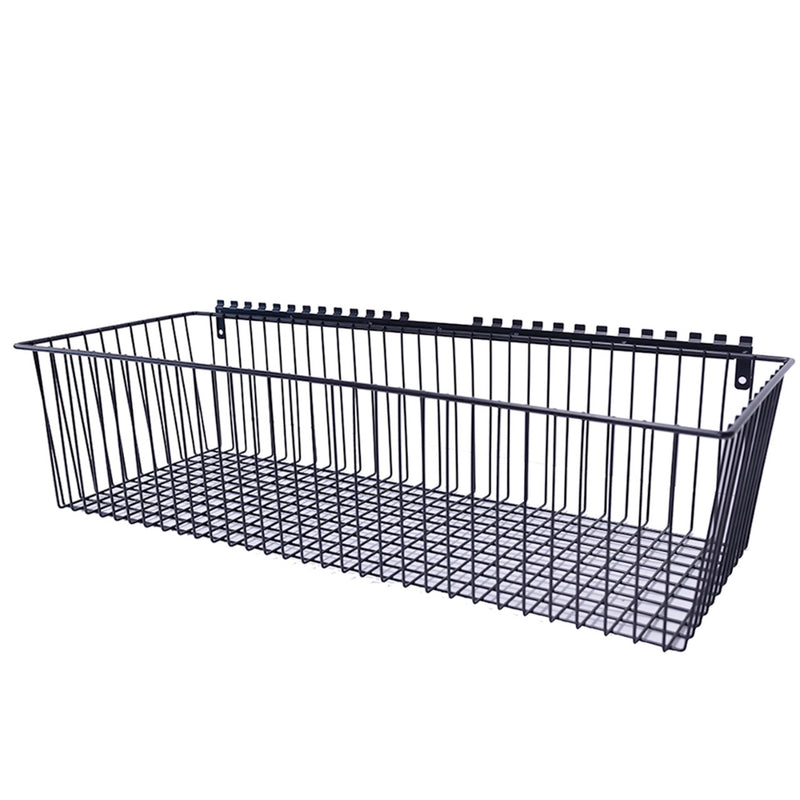 OmniWall Extra-Large Wire Basket 32" X 8" X 12" | CGS-003-25-04-BLK | Pegboard Basket