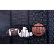 OmniWall Extra-Large Black Wire Basket on a Black Pegboard