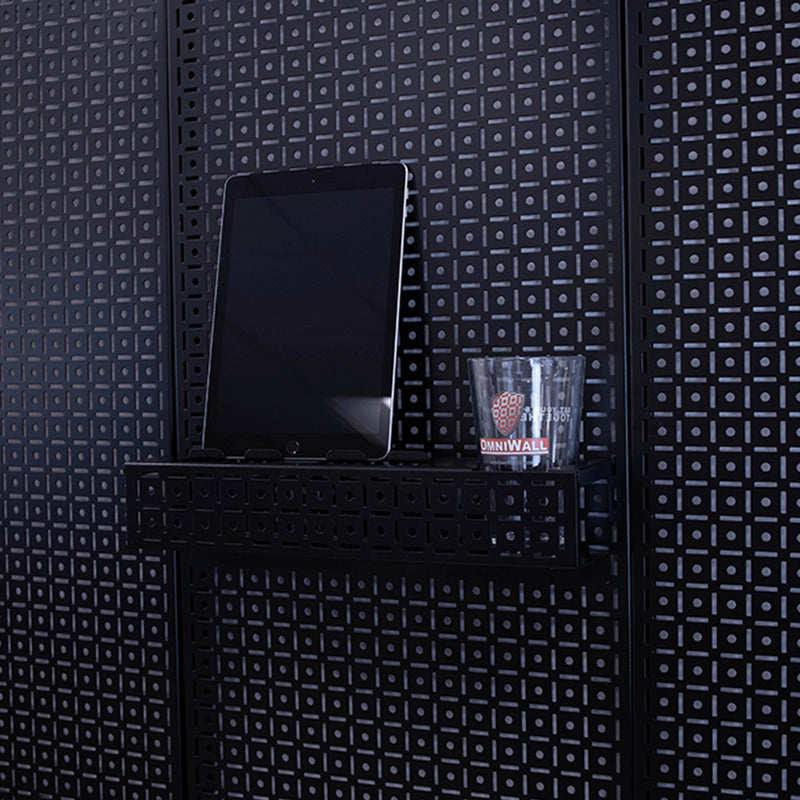 OmniWall Black Tablet & Phone Holder on Black Pegboard
