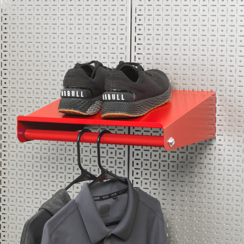 OmniWall 16" Clothing Rack Wall Attachment | Heavy Duty Pegboard Garment Rack in Red