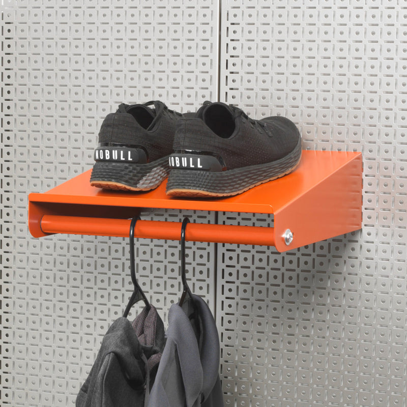 OmniWall 16" Clothing Rack Wall Attachment | Heavy Duty Pegboard Garment Rack in Orange