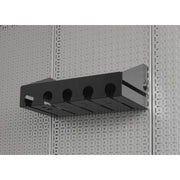 OmniWall Black Air Tool/Impact Shelf on Silver Pegboard