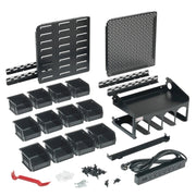 OmniWall PowerStation, Black Accessories on Black Pegboard | CGS-KIT-PST-BLK-BLK