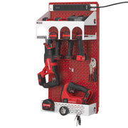 OmniWall Power Tool Kit, Silver Accessories on Red Pegboard | CGS-KIT-PWR-RED-SLV