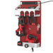 OmniWall Power Tool Kit, Silver Accessories on Red Pegboard | CGS-KIT-PWR-RED-SLV