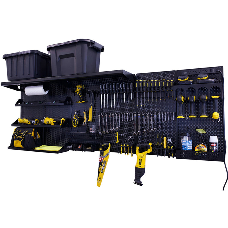 OmniWall Weekend Warrior Ultimate Tool Kit Black Accessories on Black Pegboards | CGS-KIT-WW-BLK-BLK | Pegboard Kits