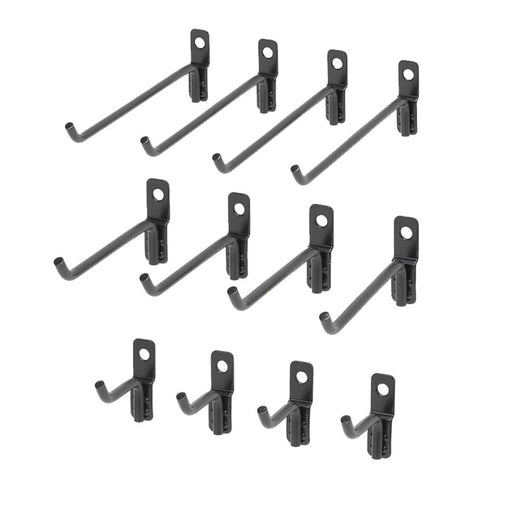 OmniWall Black Wire Hooks - 12 Pack Variety For OmniWall Garage Organization System For Storage