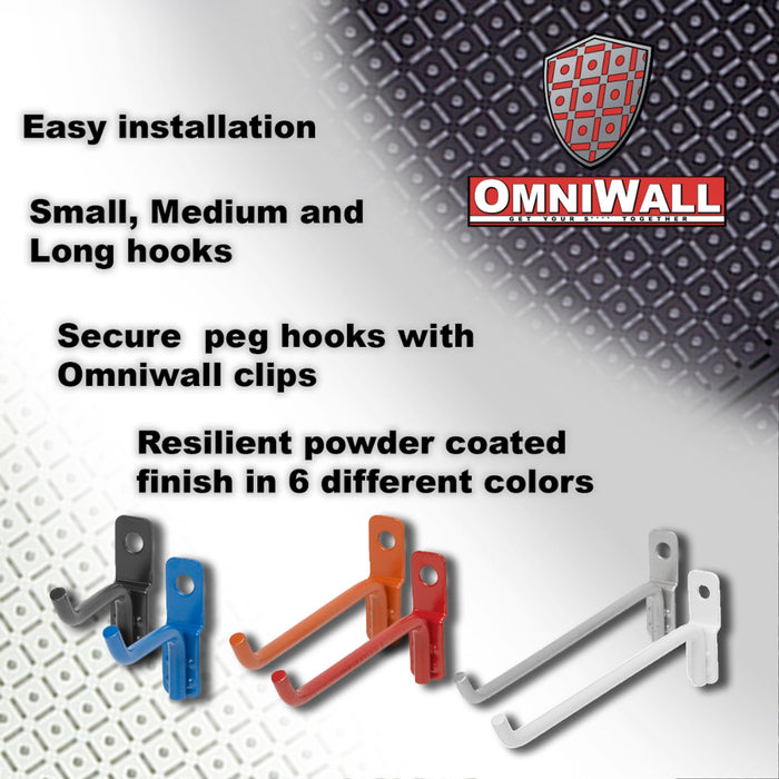 OmniWall Wire Hooks in Various Colours - 12 Pack Variety For OmniWall Garage Organization System For Storage