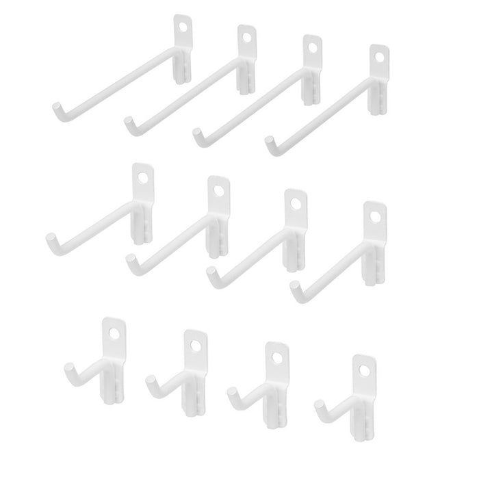 OmniWall White Wire Hooks - 12 Pack Variety For OmniWall Garage Organization System For Storage