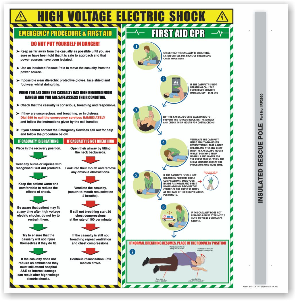 Electric Shock Safety Advice Panel and Rescue Hook & Pole Holder ...