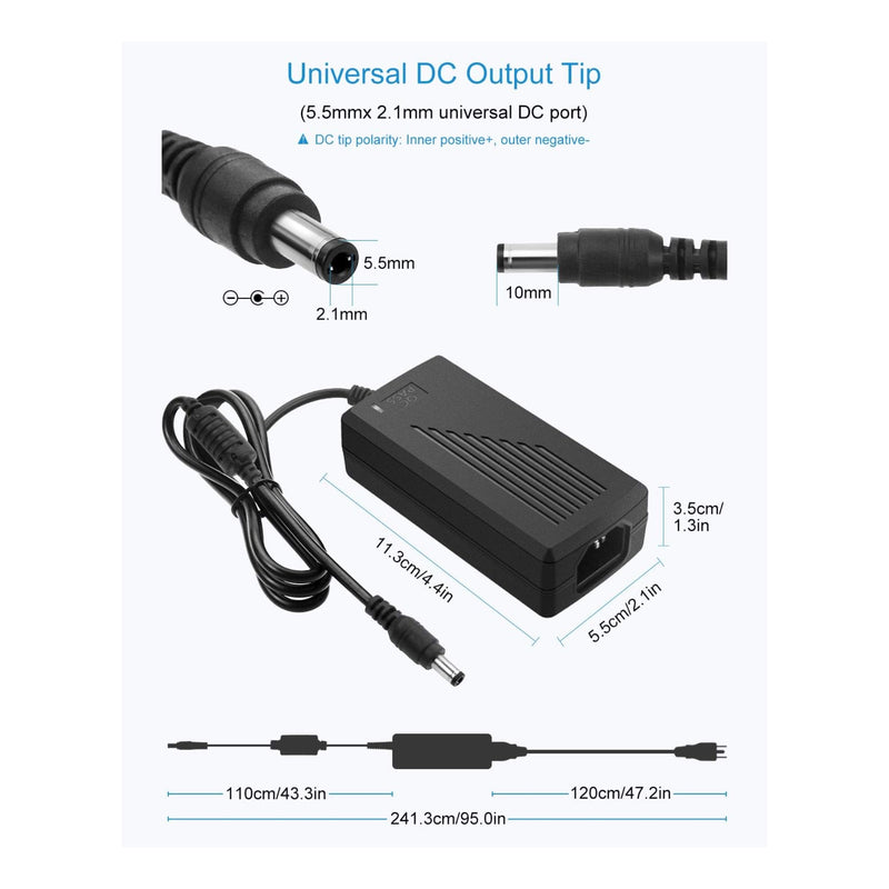 ALITOVE DC 12V 5A Power Supply Adapter | 60W Converter Transformer