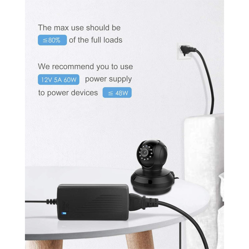 ALITOVE DC 12V 5A Power Supply Adapter | 60W Converter Transformer