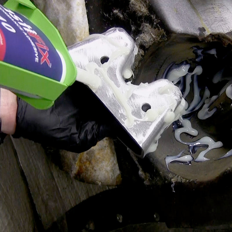 Apply adhesive to the metal surface before installation - Kenworth T800 Hood Guide Bracket Repair Kit | KENT800