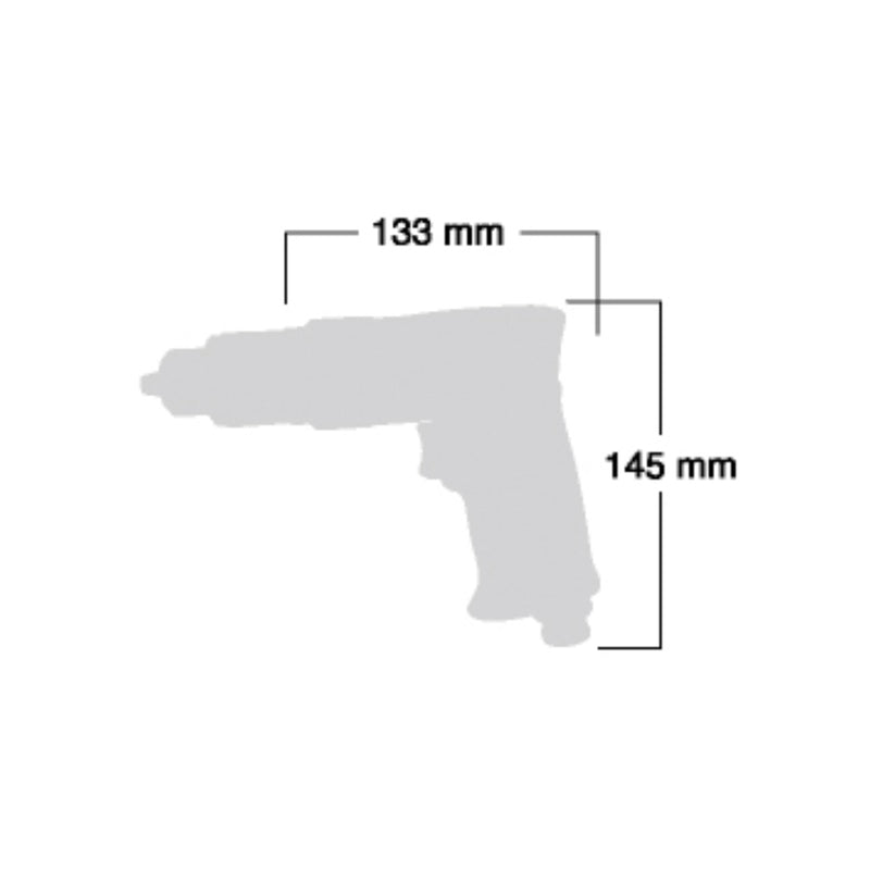 Heavy Duty 3/8” (10mm) Air Pneumatic Pistol Grip Drill Dimensions