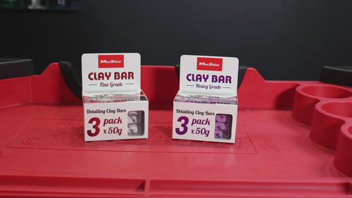 Professional MaxShine Detailing Clay Bar removes overspray, tar, and fallout from paint and glass. Available in 3-packs for Canadian collision repair shops.