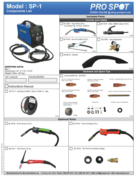 SP-1 | Pulse MIG Welder Components List