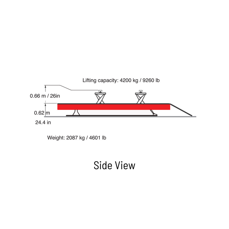 Griffon XL Bench Side View with Dimensions
