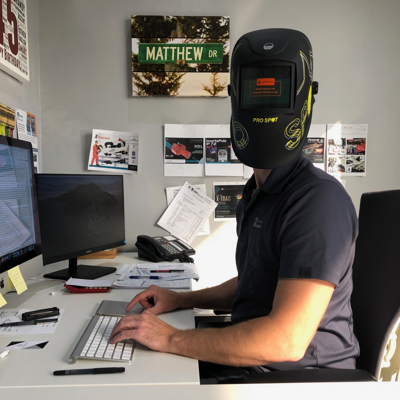 Auto-Darkening Welding Helmet in use