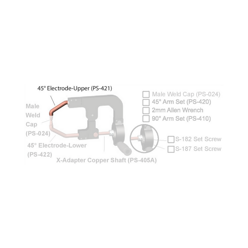 Pro Spot X-Adapter 45º Electrode - Upper in X-Adapter assembly