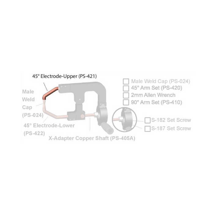 Pro Spot X-Adapter 45º Electrode - Upper in X-Adapter assembly
